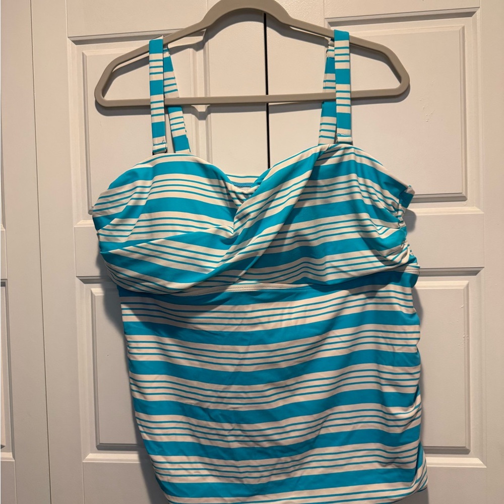 Striped Blue and White Swim Top - 3XL